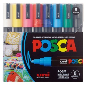 Caneta Posca 1.8-2.5MM PC-5M com 8 Cores UNI-BALL  