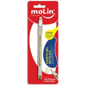 Caneta Gel 0.7mm Metalica Ouro Hi-Gel Metalic Blister MOLIN