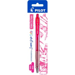 Caneta Esferografica 0.7mm Super Grip Rosa Color Blister PILOT