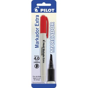 Pincel Permanente Chanfrado 4.0 Vermelho Markador Blister PILOT