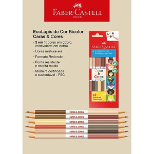 LAPIS DE COR 12 CORES TONS DE PELE CARAS E CORES C/6 FABER CASTELL