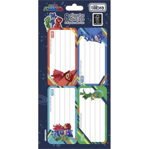 ETIQUETA ESCOLAR C/8 PJ MASKS TILIBRA