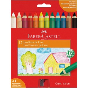 GIZ DE CERA ECOGIZ C/12 CORES BICOLOR FABER CASTELL