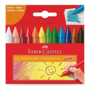 GIZ DE CERA GIZÃO JUMBO 12 CORES FABER CASTELL