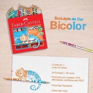 LAPIS DE COR 48 CORES BICOLOR 24 LAPIS FABER CASTELL