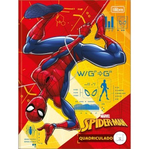 CADERNO QUADRICULADO BROCHURA 10X10MM 40FLS HOMEM ARANHA TILIBRA