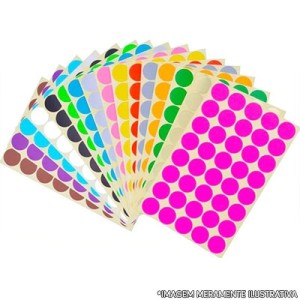 ETIQUETA DIAMETRO 19,0 - GRANDE - CORES - CARTELA ENTRE 20 ETIQUETAS UNIDADE