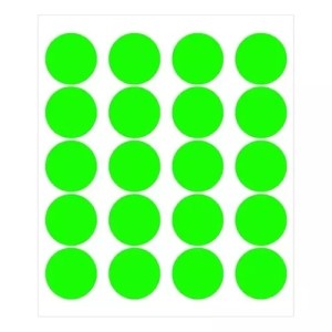 ETIQUETA BOLINHA DIÂMETRO 19,0 VERDE NEON TP-19 COM 100 PIMACO