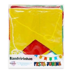 Bandeirinha Festa Junina Plastico Colorida 17X16,5cm 10 Metros Com 18 Bandeiras MAXIFORMAS