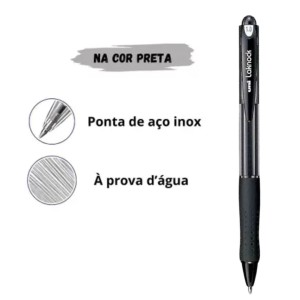 Caneta Esferografica 1.0mm LAKNOCK SN-100 Preta UNI-BALL