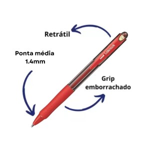 Caneta Esferografica 1.4mm LAKNOCK SN-100 Vermelha UNI-BALL