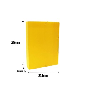 Pasta Plastica Poliondas Com Elastico Oficio 245X340mm Lombada 55mm Amarela KAZ | GOLDEN KRAFT