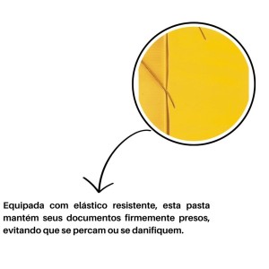 Pasta Plastica Poliondas Com Elastico Oficio 245X340mm Lombada 35mm Amarela KAZ