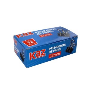 Prendedor de Papel 32mm Caixa Com 12 Unidades Preto KAZ