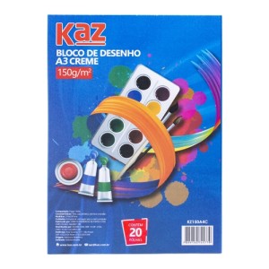 Bloco Para Desenho A3 Creme 150gr Com 20 Folhas KAZ