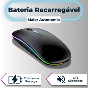Mouse Sem Fio Optico Recarregavel 2.4GHz 1600DPI Dual Band Bluetooth e Wireless Com Led RGB MS-S350L