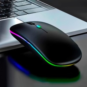 Mouse Sem Fio Optico Recarregável 2.4ghz 1600dpi Preto Dual Band Bluetooth E Wireless Com Led RGB MS-S350L