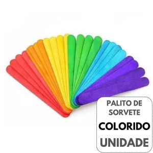 Palito De Sorvete Ponta Redonda Colorido Unidade - KAZ
