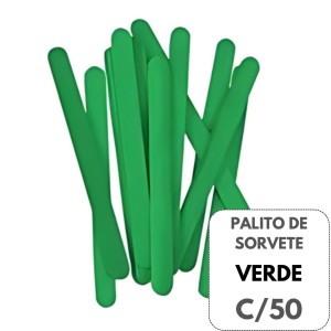Palito De Sorvete Ponta Redonda  Verde Com 50 - KAZ