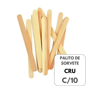 Palito Des Sorvete Ponta Redonda Natural Com 10