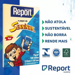 Papel Sulfite A4 75g 100 Folhas Amarelo - SENINHA REPORT