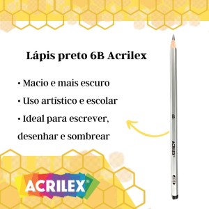 Lápis Preto 6B 6000 - ACRILEX