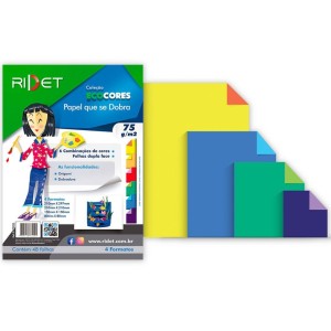 Bloco Criativo Papel Que se Dobra Com 4 Tamanhos 6 Cores 48 Folhas 75gr Ecocores RIDET NOVAPRINT Ref.010010