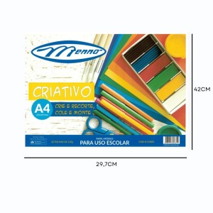 Bloco Criativo Liso A3 08 Cores 32 Folhas 120gr 297X420mm MENNO