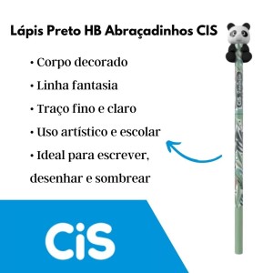 Lápis Preto HB Com Borracha Fantasia Abraçadinhos - CIS