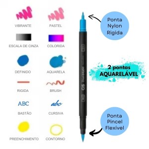 Caneta Brush Dual C/2 Pontas Aquarelavel CIS