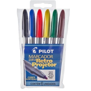 Caneta Retroprojetor/Permanente 2.0mm Com 6 Cores PILOT