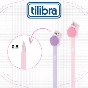 Caneta Gel 0.5mm Preto Purrfect TILIBRA
