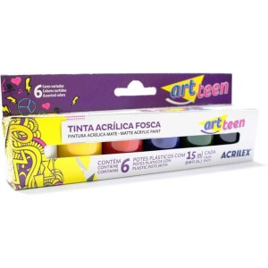 TINTA ACRILICA FOSCA 15ML C/6 CORES ACRILEX