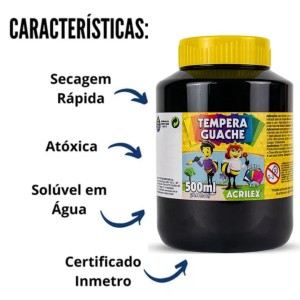 Guache 500ml Preto ACRILEX