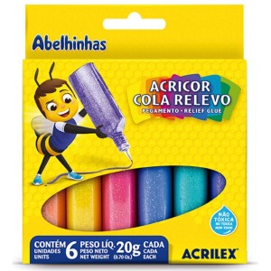 Cola Crystal Relevo Jelly com 6 Cores ACRILEX