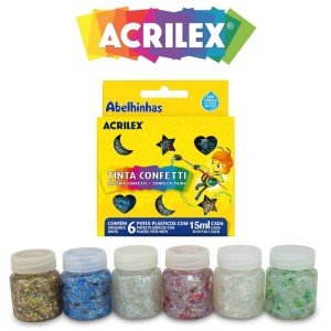 Tinta Confetti com 6 Cores 15ml ACRILEX