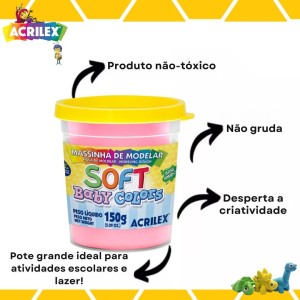 Massinha Base Amido Soft 150gr Rosa Bebe Colors ACRILEX