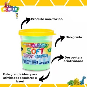 Massinha Base Amido Soft 150gr Verde Bebe Colors ACRILEX
