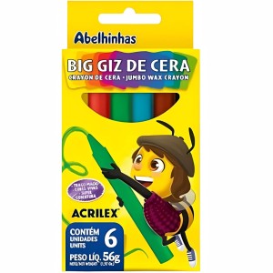 Giz de Cera 6 Cores Jumbo Big ACRILEX