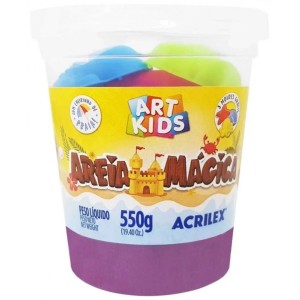 Areia Magica 550g com 3 Moldes Art Kids ACRILEX