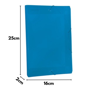 Pasta Plastica Com Elastico 1/4 Pequena Lombada 20mm Azul ACP