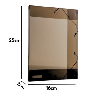 Pasta Plastica Com Elastico 1/4 Pequena Lombada 20mm Fume ACP