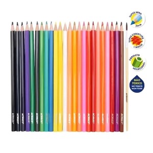 Lapis de Cor 24 Cores Aquarelavel Sextavado ACRILEX