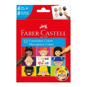 Canetinha Hidrografica 12 Cores Caras e Cores FABER CASTELL