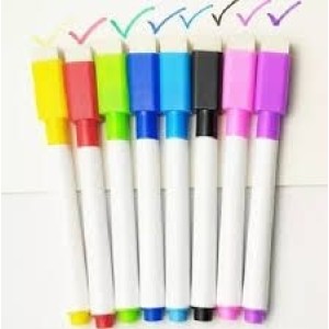 Pincel para Quadro Branco Mini Com Apagadoe e Imã – Kit com 8 Cores