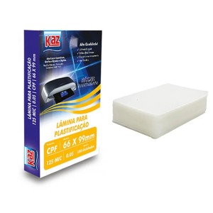 Plastico Para Plastificacao Polaseal 0,05mm CPF 66X99mm Com 100 Folhas 125 Micras
