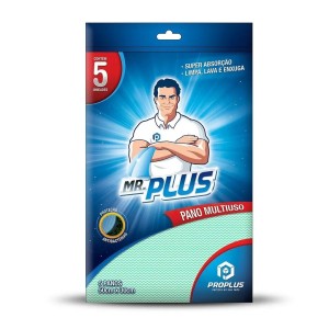 Pano Multiuso Perfex 50x30cm Verde com 5 Unidades MR.PLUS