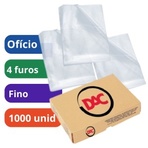 Saco Plástico PP Oficio 4 Furos 24x33 Com 1000 fino 0,06 ACP