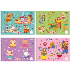 Caderno De Desenho Meia Pauta Espiral Capa Dura Kids Feminino TILIBRA