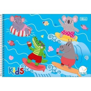 Caderno De Desenho Meia Pauta Espiral Capa Dura Kids Masculino TILIBRA